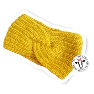 Boho Women’s Soft Chunky Knit Yellow Knit OS Turban Twisted Headband NEW Stretch